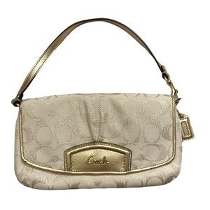 Coach Ashley creamy white gold mini bag clutch wristlet